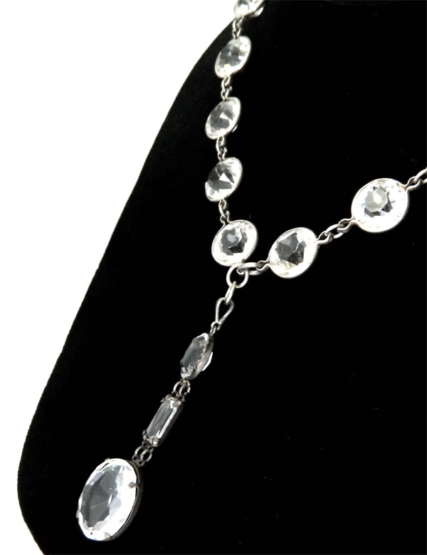 1920's art deco sterling crystal necklace