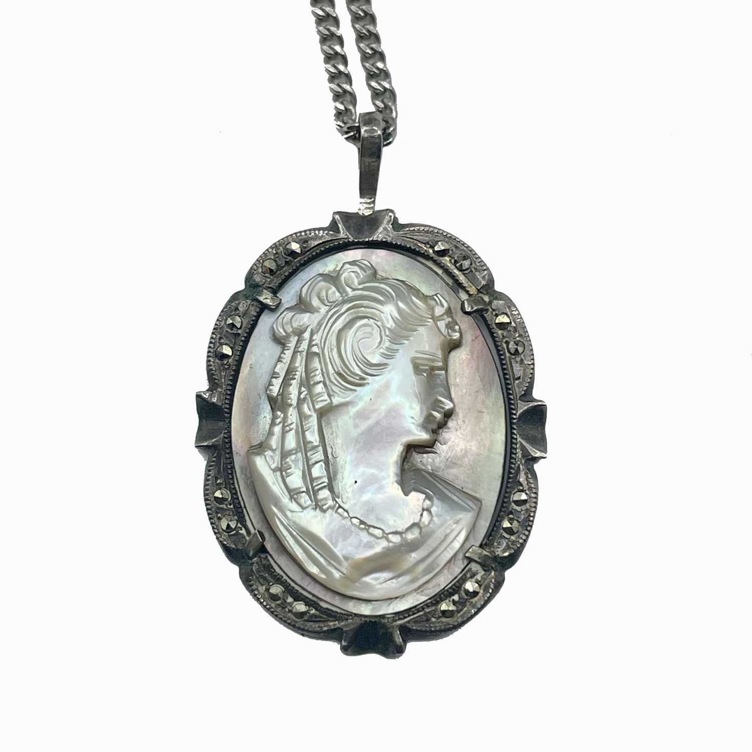 Abalone shell cameo pendant