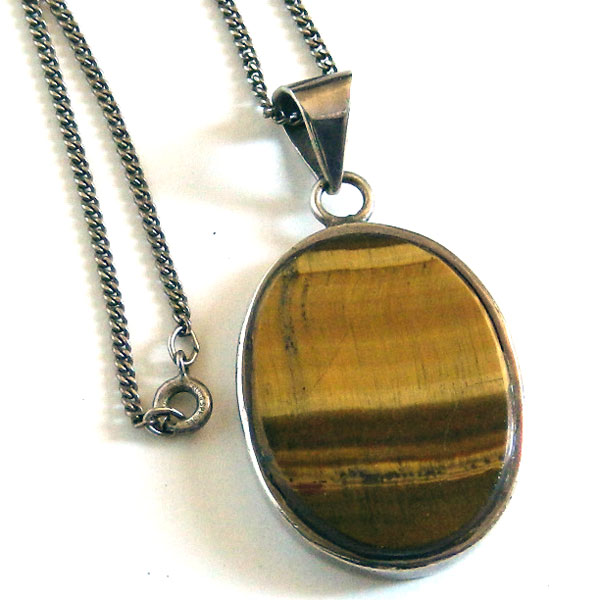 Sterling tiger eye pendant necklace