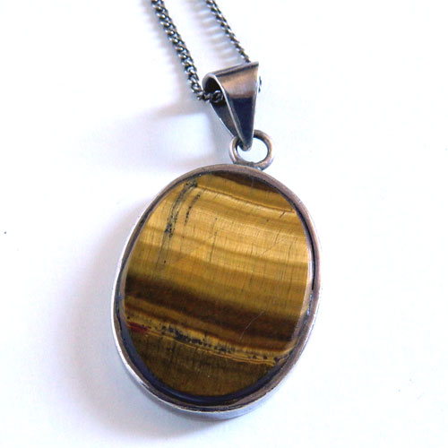 Sterling tiger eye pendant necklace