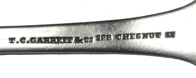 Antique TC Garrett coin silver serving spoon