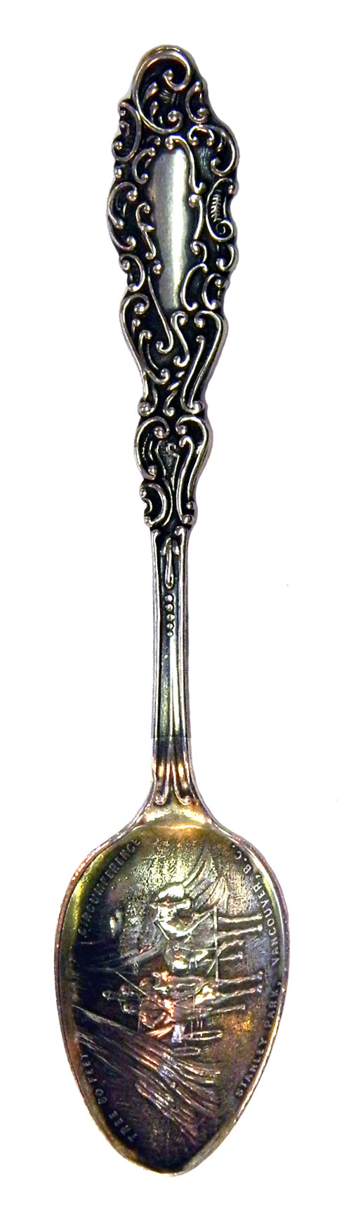 Antique sterling silver souvenir spoon from Stanley Park Vancouver BC