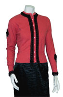 coral and black cashmere sweater