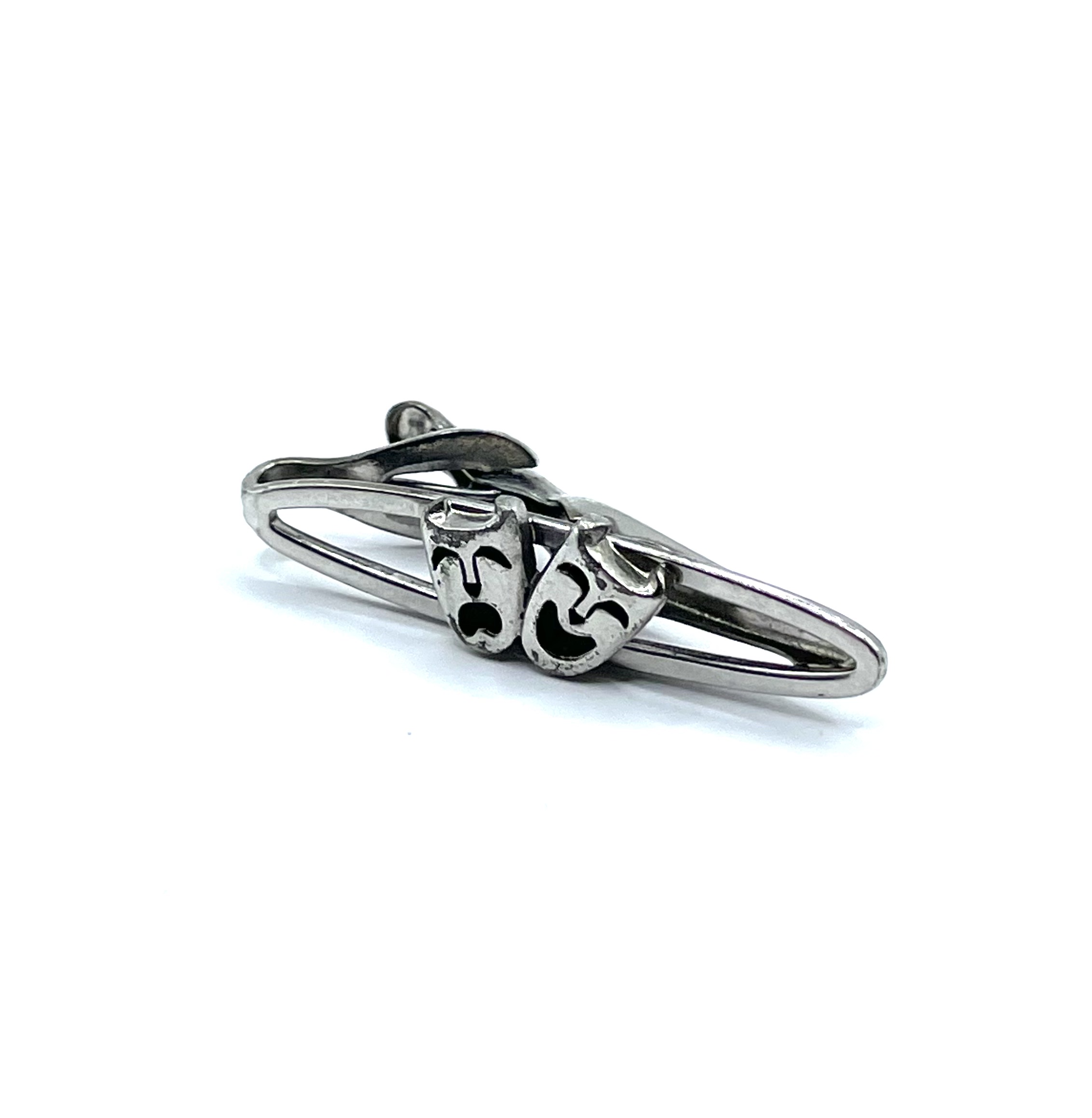 Comedy tragedy mask tie clip