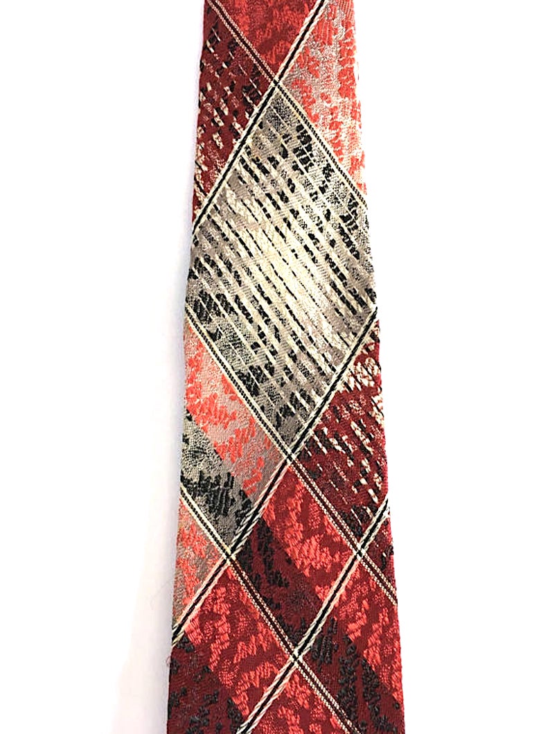 1950s red and black plaid tie
