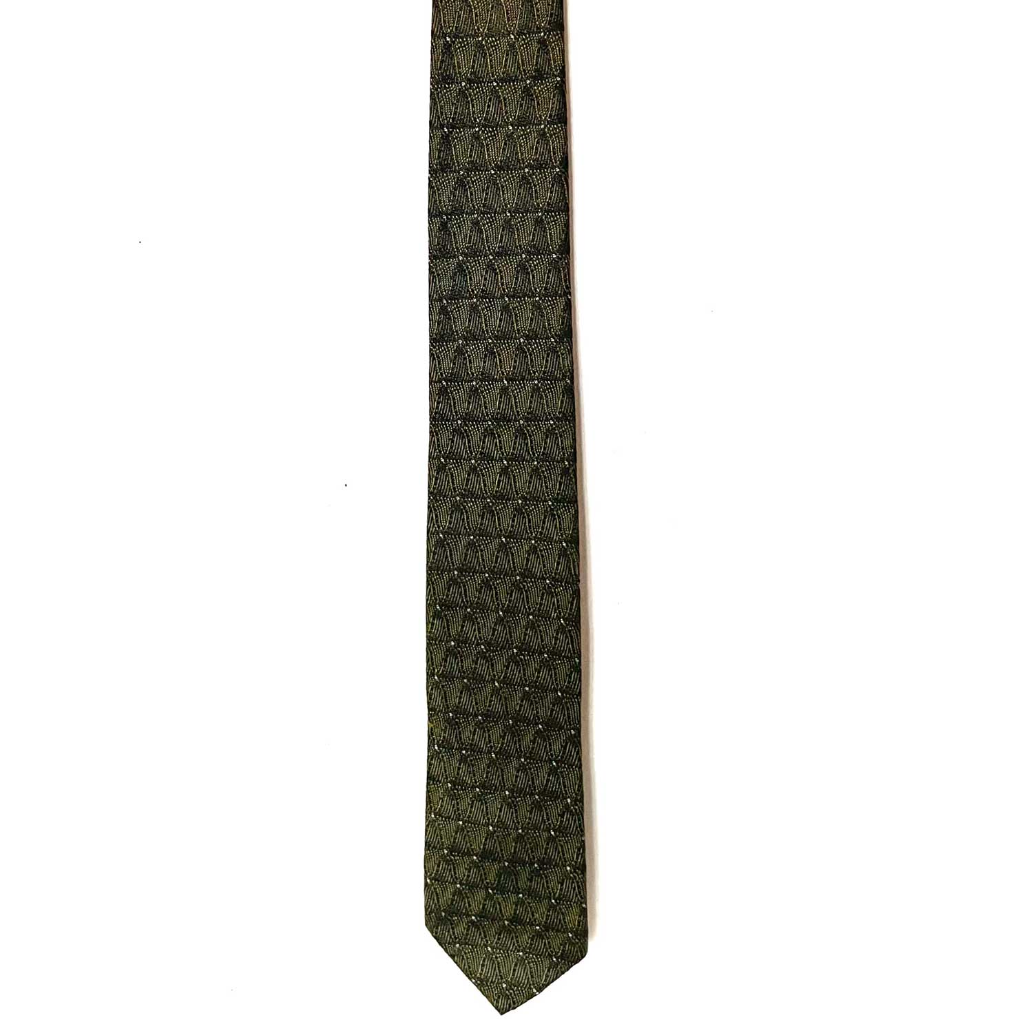 1960s olive green patterned tie