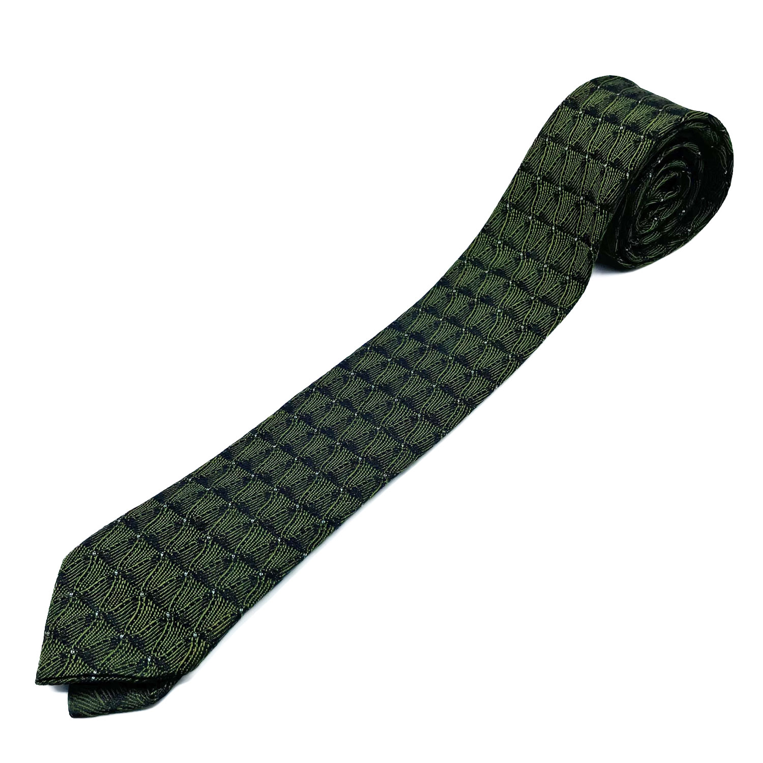 1960s olive green patterned tie
