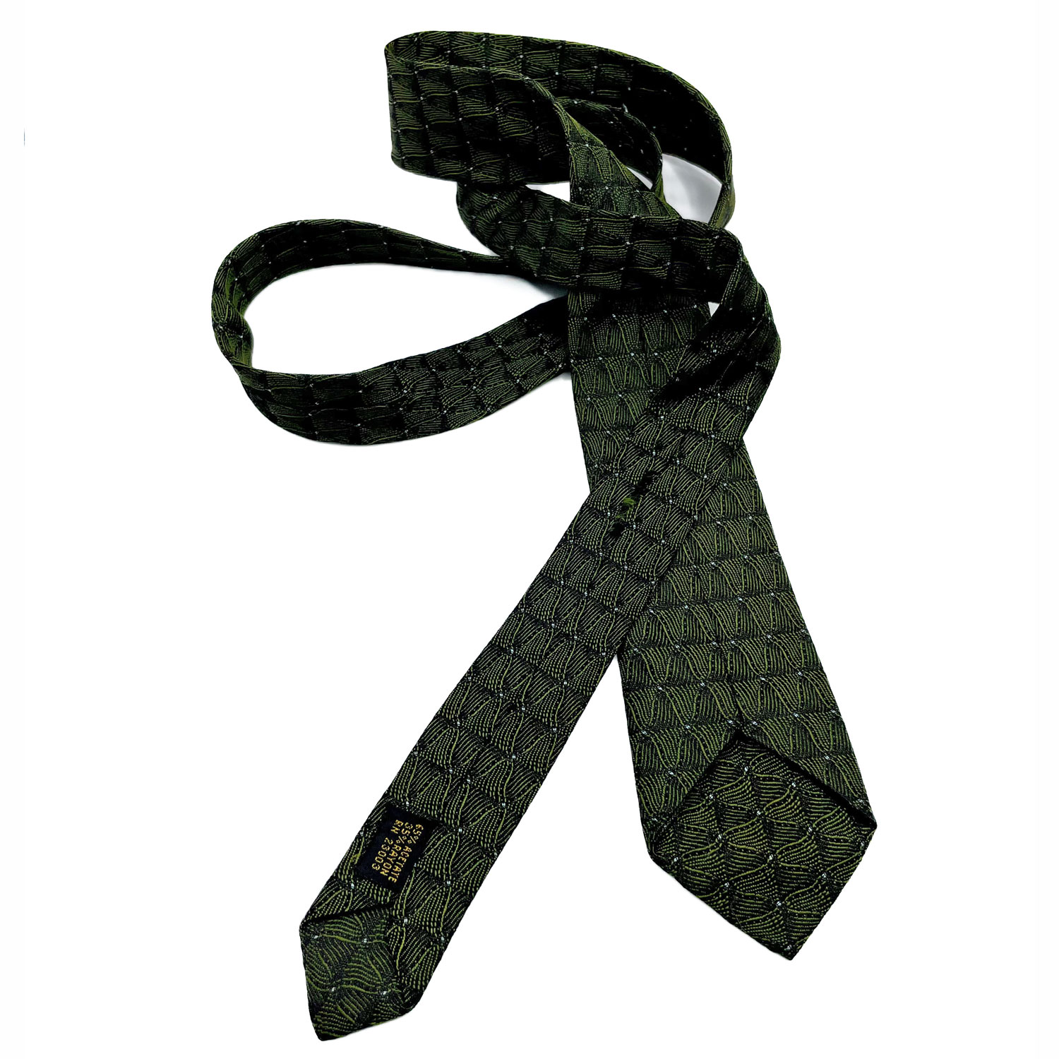 1960s olive green patterned tie