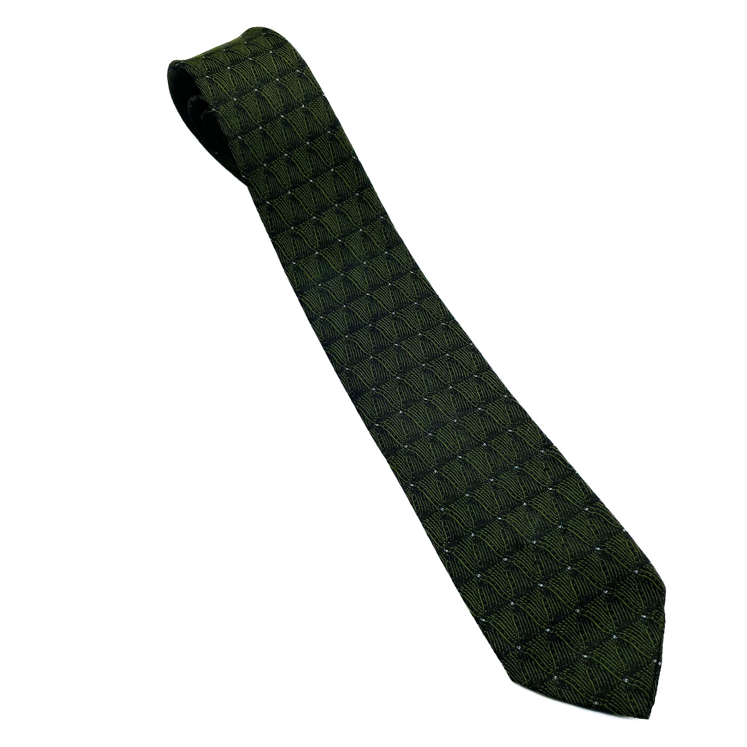 1960s olive green patterned tie