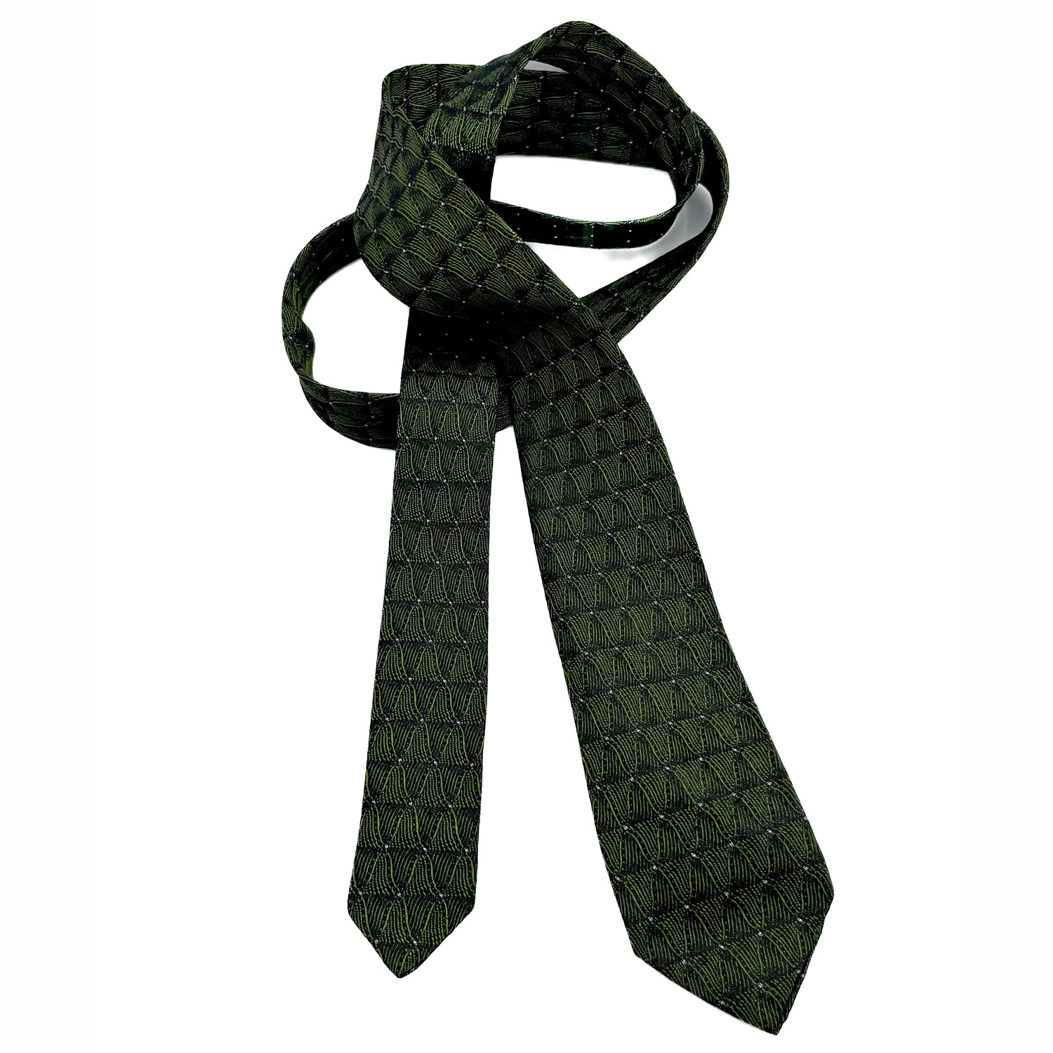 1960s olive green patterned tie
