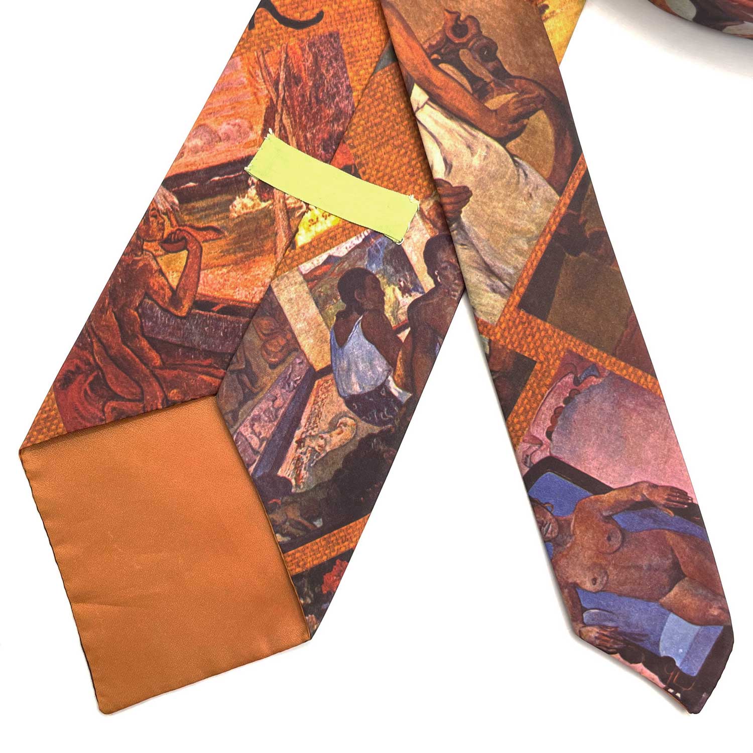 1970s photo print tie featuring the art of Paul Gauguin