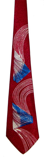 1940s red and blue brocade tie