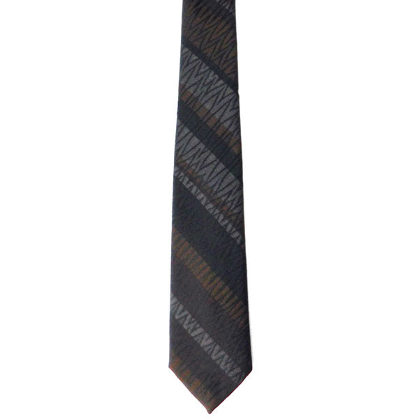 Brown and grey diagonally striped tie