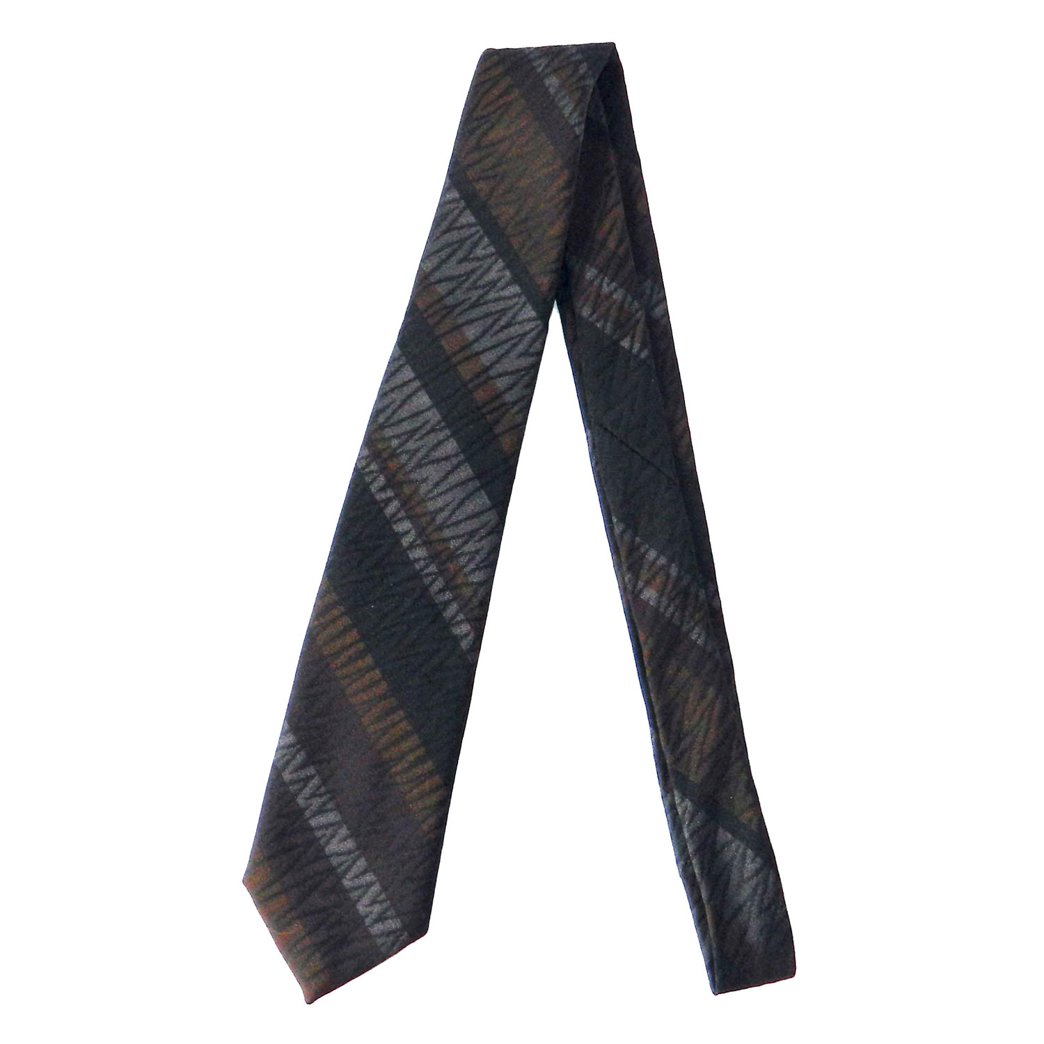 Brown and grey diagonally striped tie