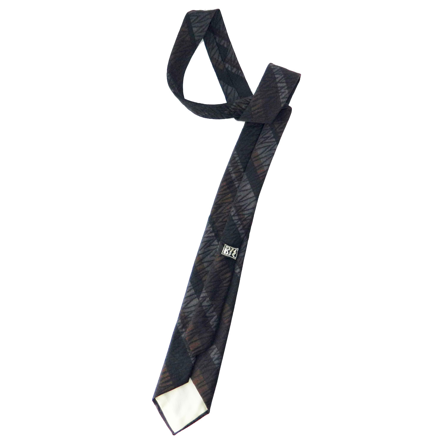 Brown and grey diagonally striped tie