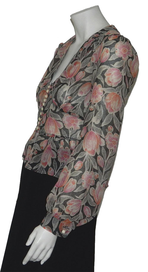 1970's sheer floral blouse