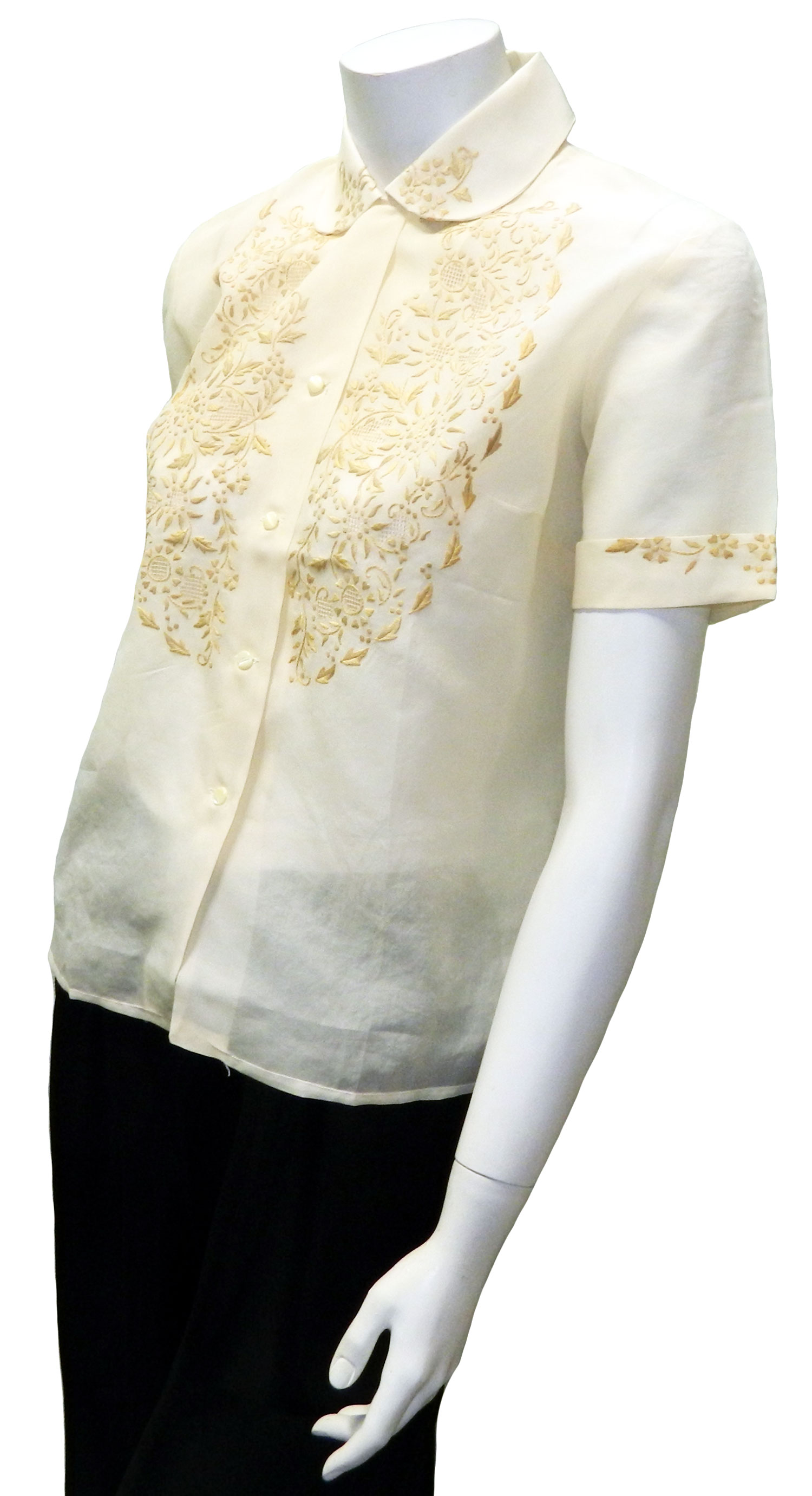 1960s Embroidered Silk top