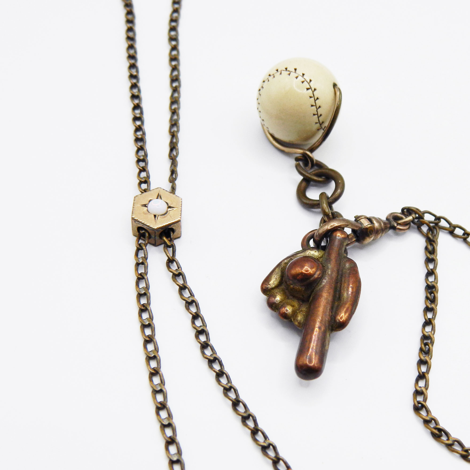 Antique Baseball watch fobs and chain