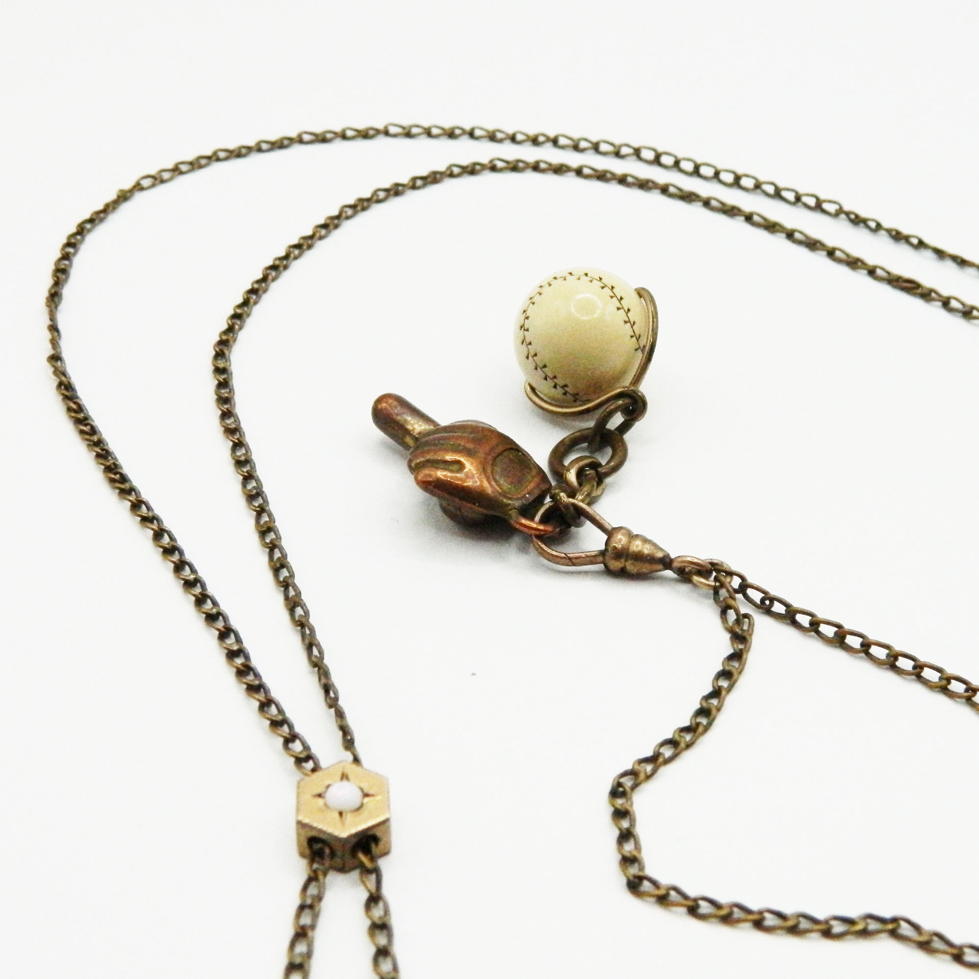 Antique Baseball watch fobs and chain