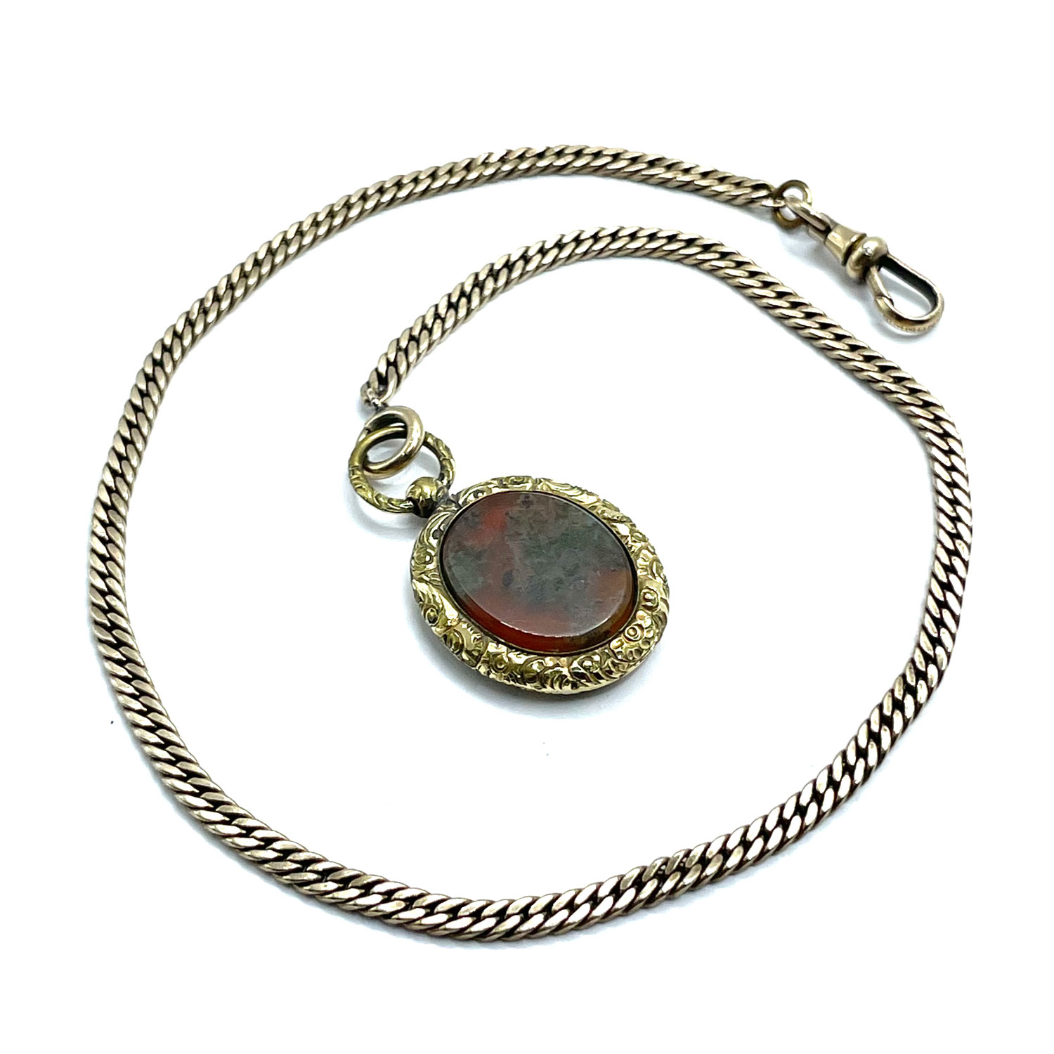 Antique Agate pocket watch chain and fob