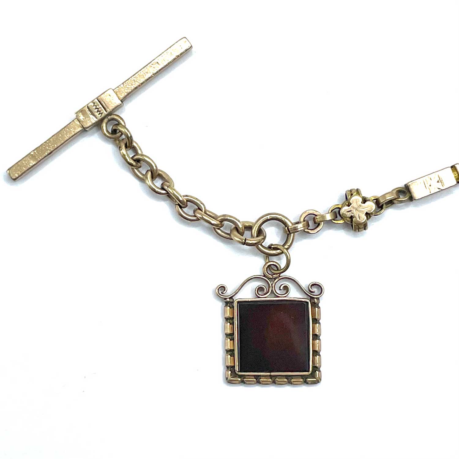Antique pocket watch chain with carnelian fob
